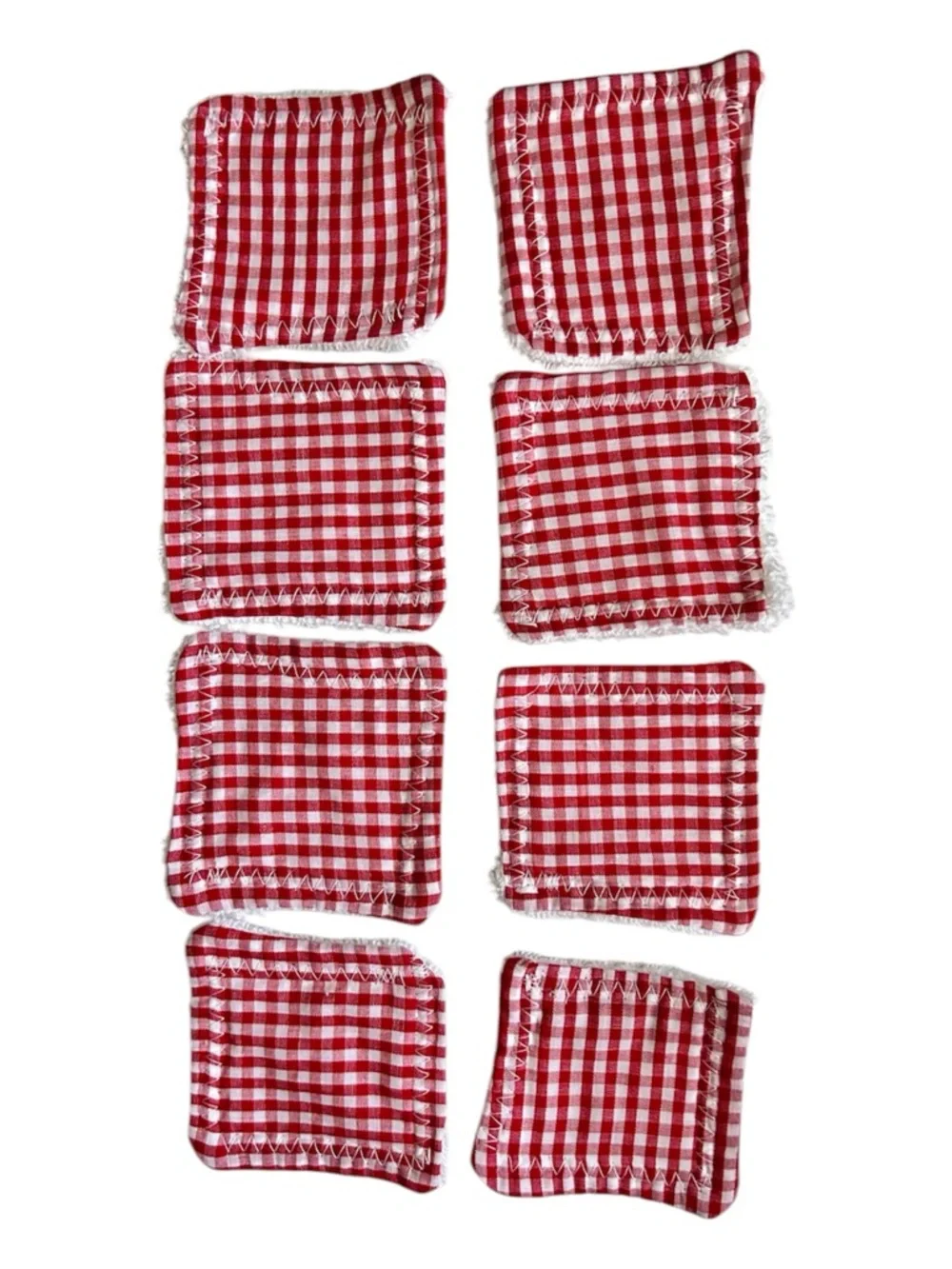 Hand Crafted 100% Cotton Colorful Red Gingham Reusable Facial Makeup Wipes